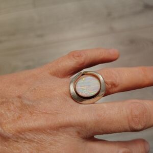 Elegant Silver And Opal  Statement Ring